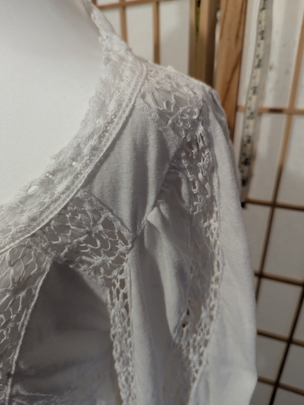 Free People Cream Crochet Tie-Front Blouse - Picture 5 of 6